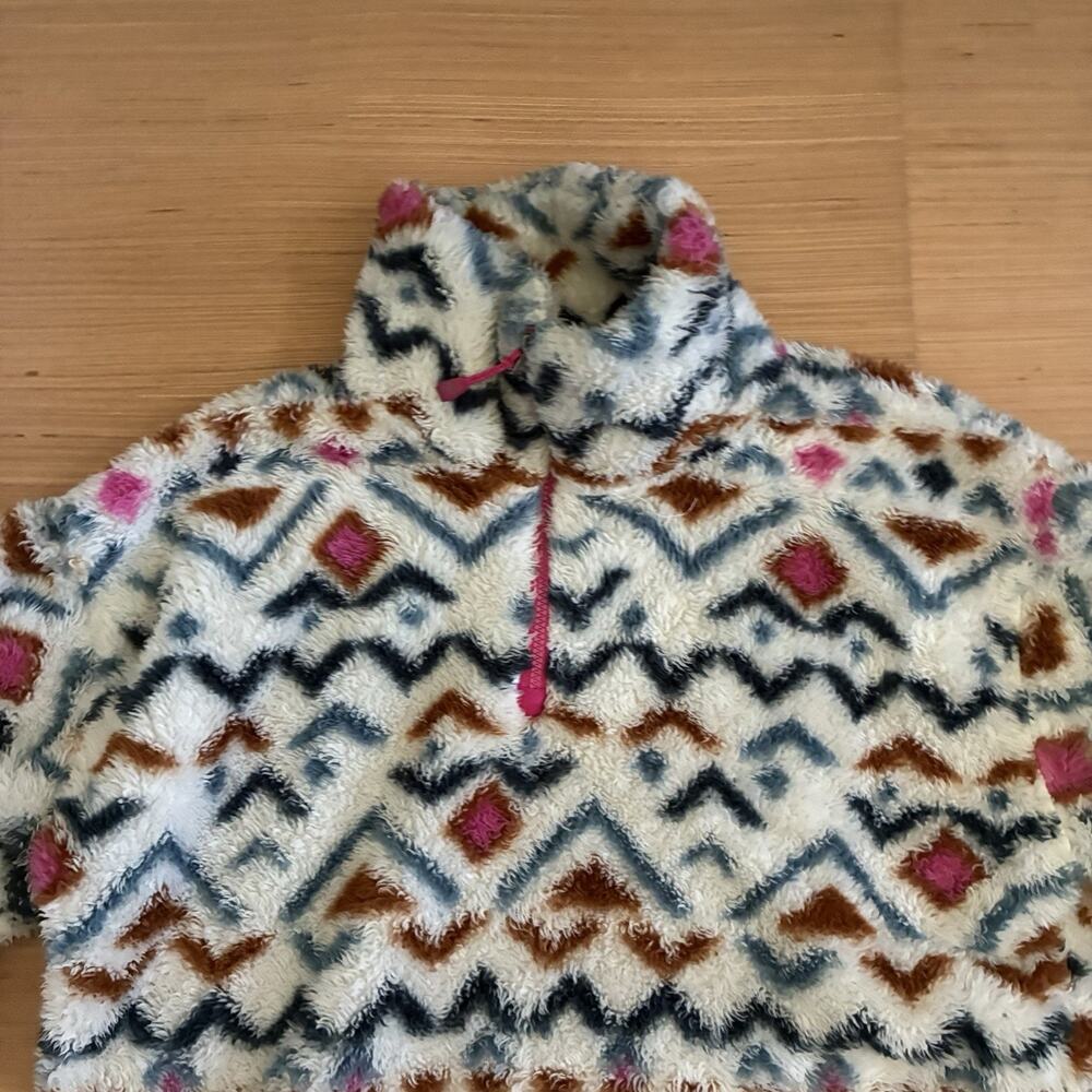 Eddie Bauer Women's Size XS 1/4 Zip Faux Fur Pullover Aztec Design Fuzzy Sweater - Picture 15 of 16